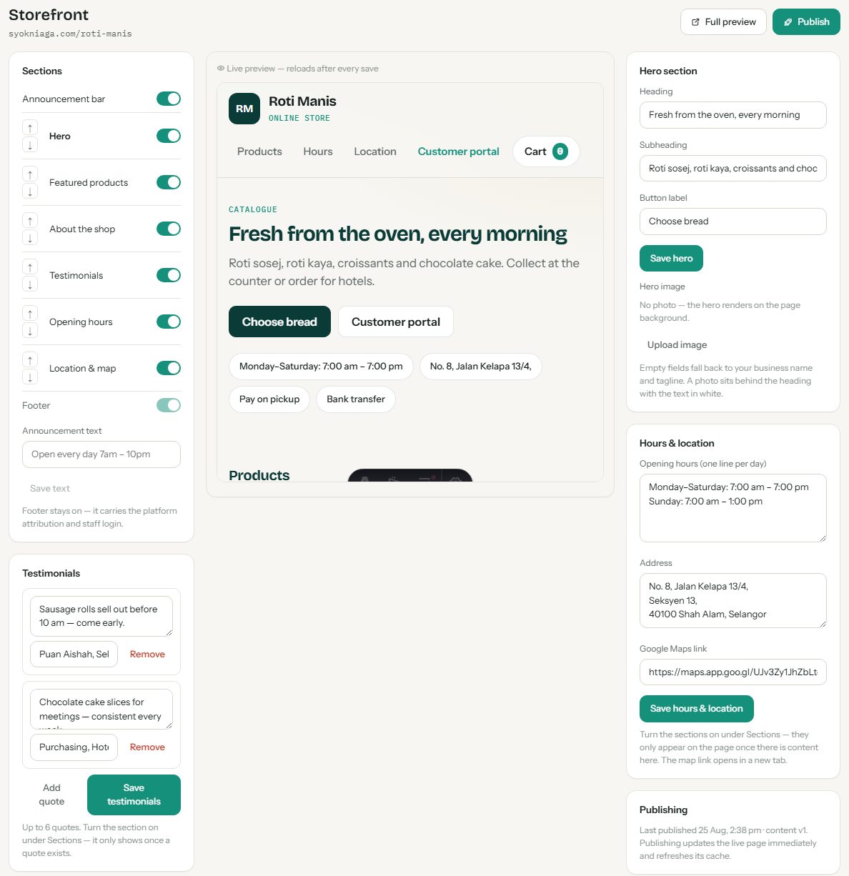 Your public page on the public Demo